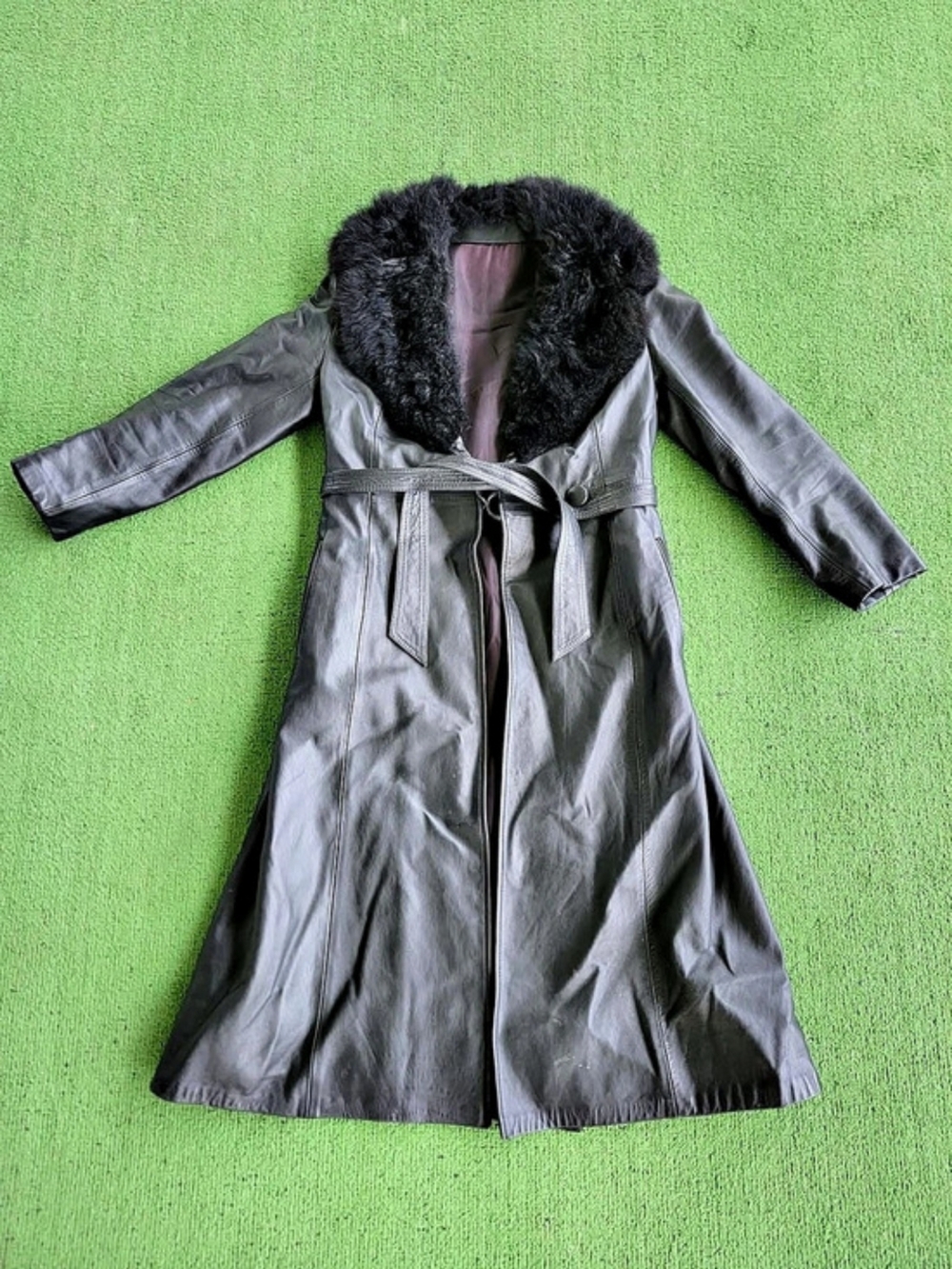 Black Fur Collar Trench Coat